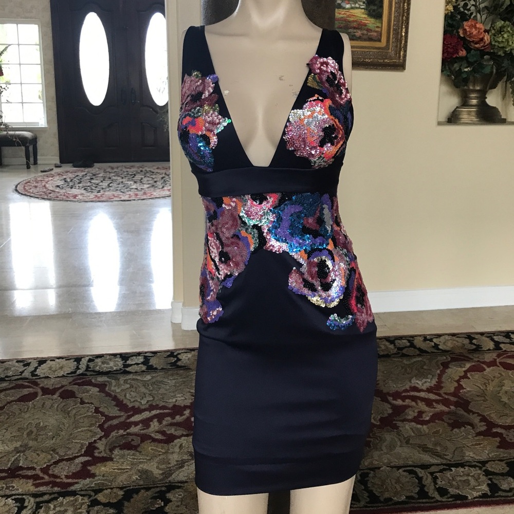 Mandalay sequin embellished plunge dress; stunning in person prom homecoming